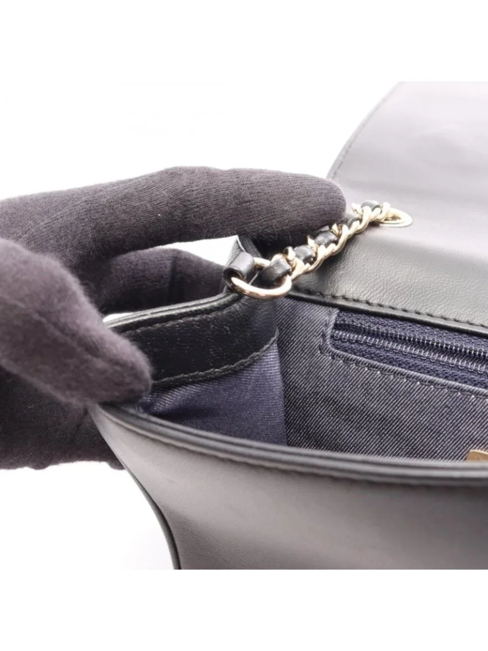 Chanel Shoulder Bag CC Logo Full Flap Black Lambskin CC Small Chain